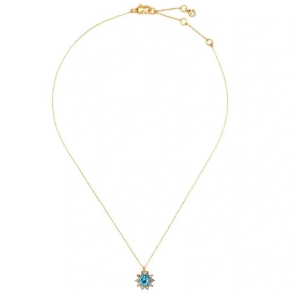 KATE SPADE • Gold Sunny Blue Topaz Halo Necklace